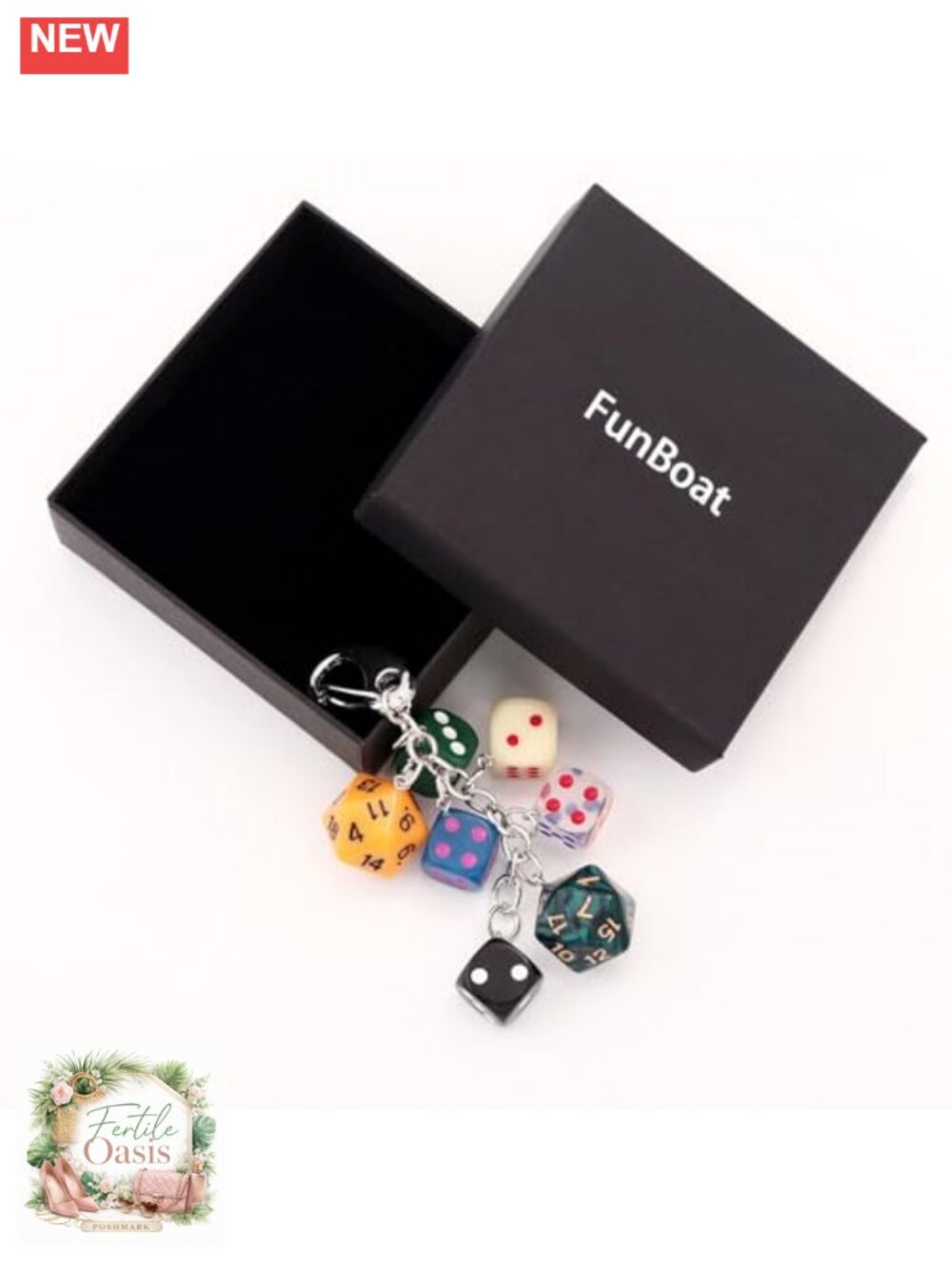 Resin Alloy Metal Dice Charm Keychain Bag Accessory Purse Decor Gift